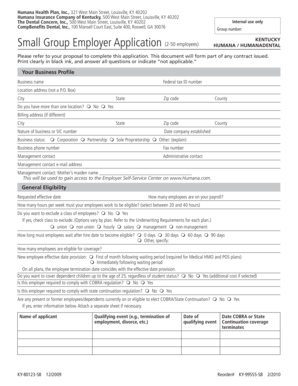 Humana Small Group Employer Application Kentucky