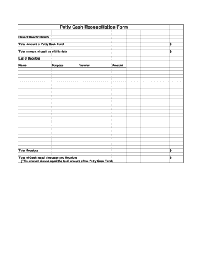Petty Cash Reconciliation Form