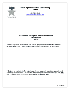 Hazlewood Exemption Application for Veterans