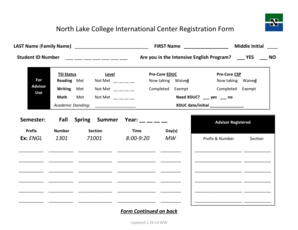 North Lake College International Center Registration Form - northlakecollege