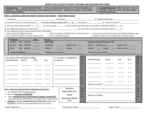 North Lake College Student Advising and Registration Form
