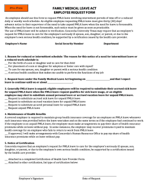 Family Medical Leave Act Employee Request Form
