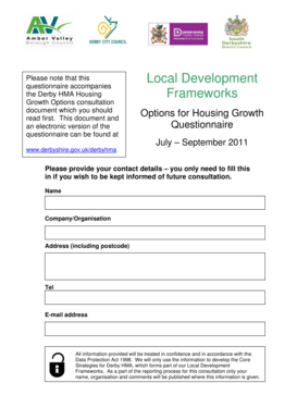 Derby HMA Housing Growth Questionnaire