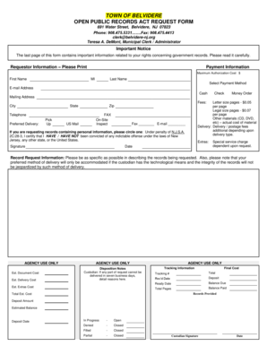 New Jersey Open Public Records Act Request Form