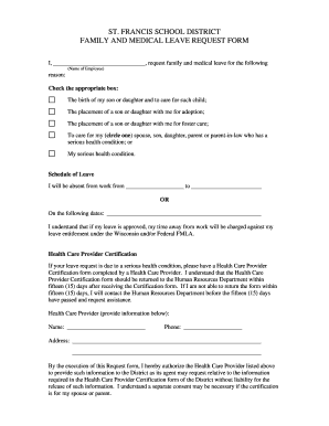 Family and medical leave request form - St. Francis School District - stfrancisschools