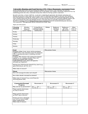 Roommate rules template - CSU Chico Roommate Agreement Form - csuchico