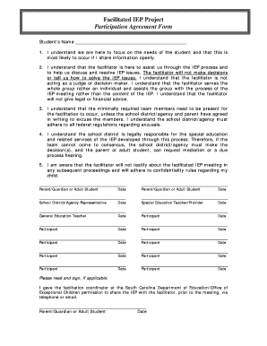 Facilitated IEP Participation Agreement Form