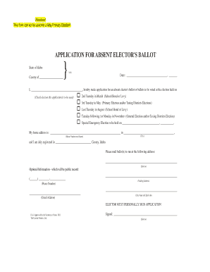 Idaho Absent Elector's Ballot Application