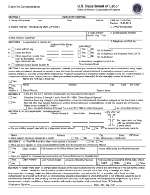 US Department of Labor Workers' Compensation Claim Form