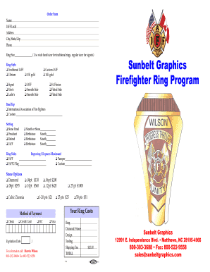 IAFF Firefighter Ring Order Form