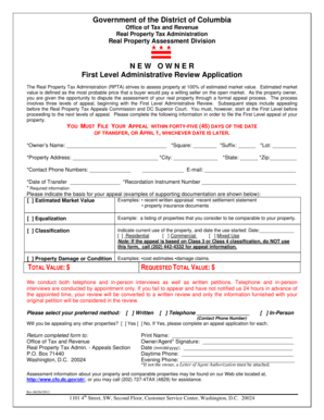 DC First Level Administrative Review Application