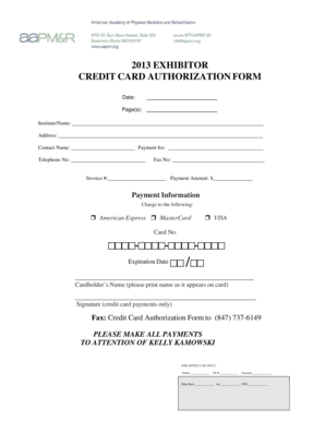 2013 exhibitor credit card authorization form - aapmr