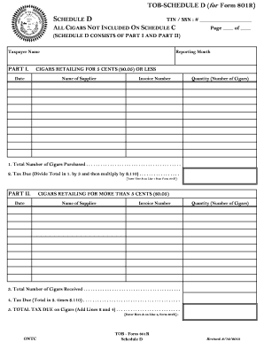 TOB-Schedule D for Form 801R