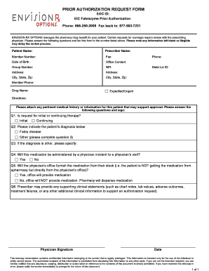 Fabrazyme Prior Authorization Request Form