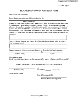 Film/video/dvd opt-in permission form - Albemarle County Public ...