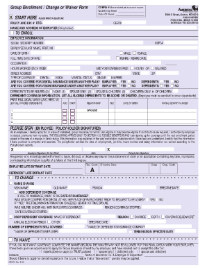COBRA Group Enrollment Change or Waiver Form