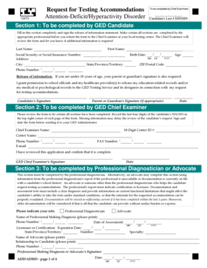 GED Testing Accommodations Form