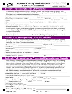 GED Testing Accommodations Request Form
