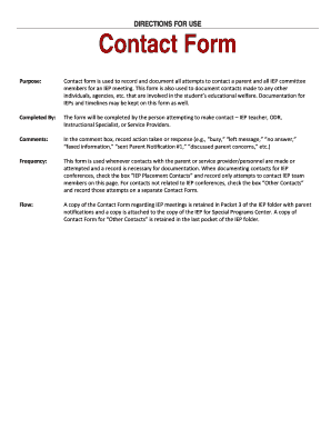 Contact Form for IEP Meetings