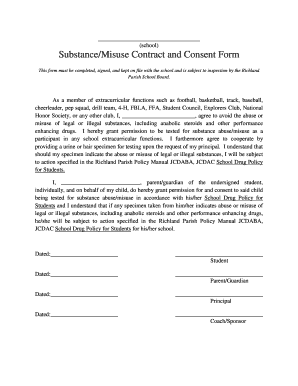 Substance Misuse Contract and Consent Form