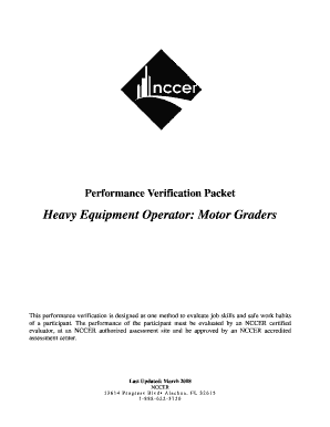 NCCER Performance Verification Packet