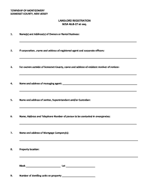 New Jersey Landlord Registration Form
