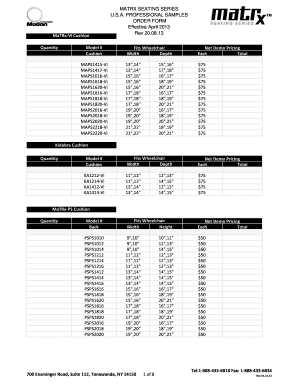 MaTRx Seating Series Order Form