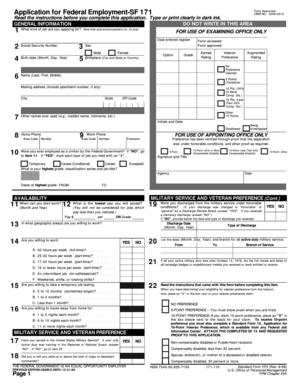 Federal Employment Application SF 171