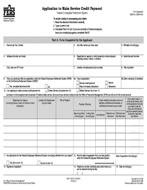 Federal Employees Retirement System Service Credit Payment Form