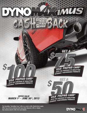 DynoMax Consumer Offer Visa Prepaid Card Form