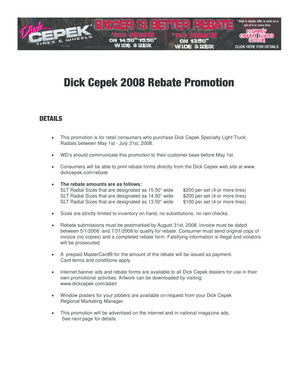 Dick Cepek 2008 Rebate Form