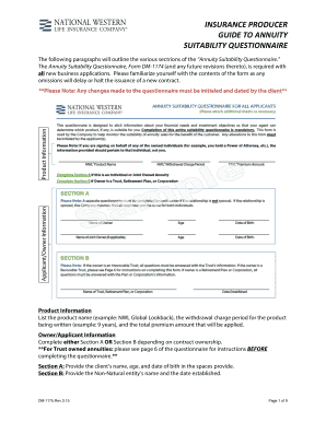 Annuity Suitability Questionnaire