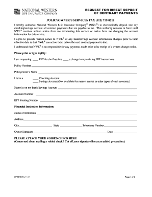 National Western Life EFT Authorization Form