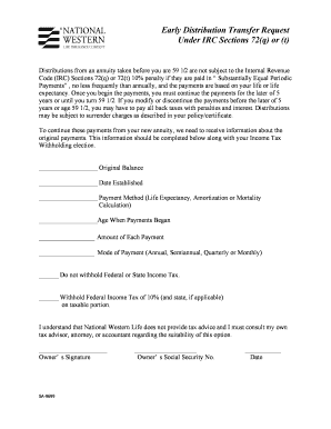 Early Distribution Transfer Request Form