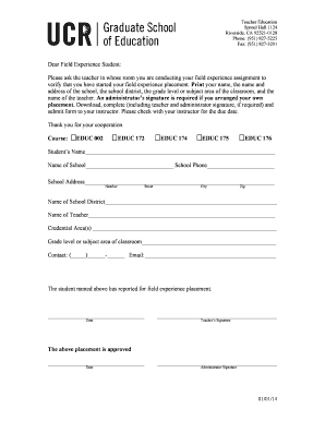 Field Experience Verification Form