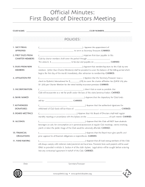 Optimist Club Board Meeting Minutes Template