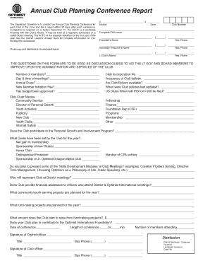 Annual Club Planning Conference Report