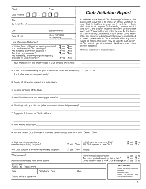 Club Visitation Report Form