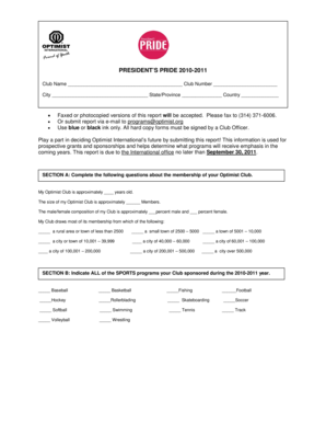 Optimist Club Annual Report Form