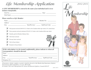 Life Membership Application