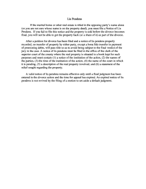 Lis Pendens Notice for Divorce