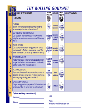Restaurant Accessibility Rating Form