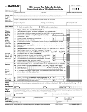 Form 1040NR-EZ 2011
