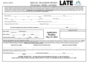 Special Transfer Option Application