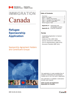 Canada Refugee Sponsorship Application
