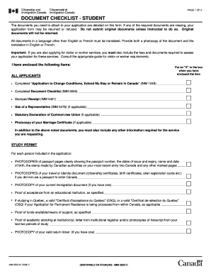 Canada Student Immigration Document Checklist