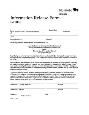 Information Release Form MBREL