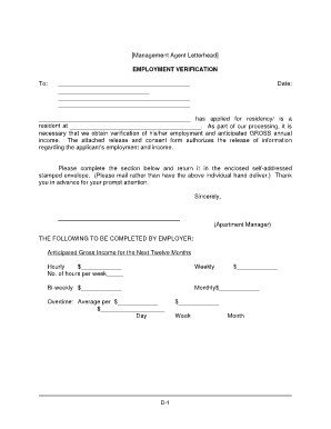 Employment and Asset Verification Forms