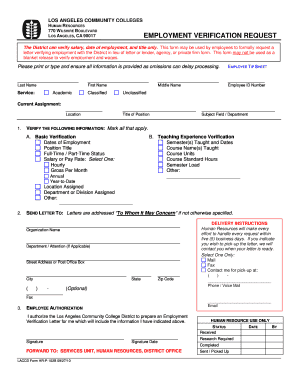Employment Verification Request Form