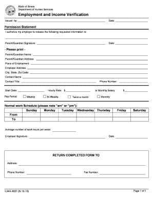 Illinois Employment and Income Verification Form